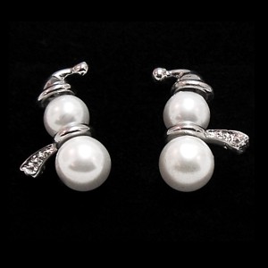 Pearl Snowmen Earrings - Sterling Silver